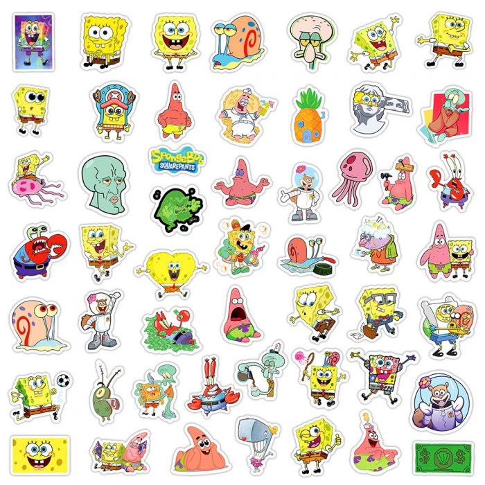 10 30 50 100Pcs Anime Cartoon SpongeBobs SquarePants Graffiti Stickers Skateboard Laptop Decal Fun DIY Deco 1 - Spongebob Plush