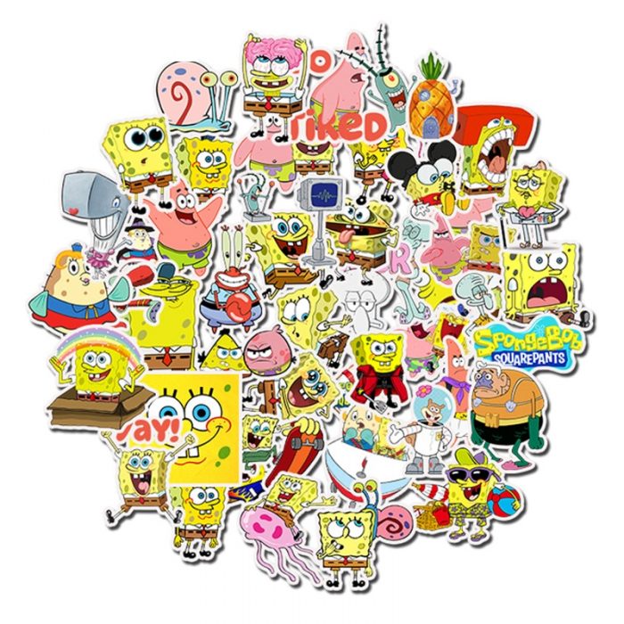 10 30 50Pcs Spongebobs Stickers Cute Squarepants Patrick Star Anime Sticker Guitar Cartoon Waterproof Graffiti Decals - Spongebob Plush