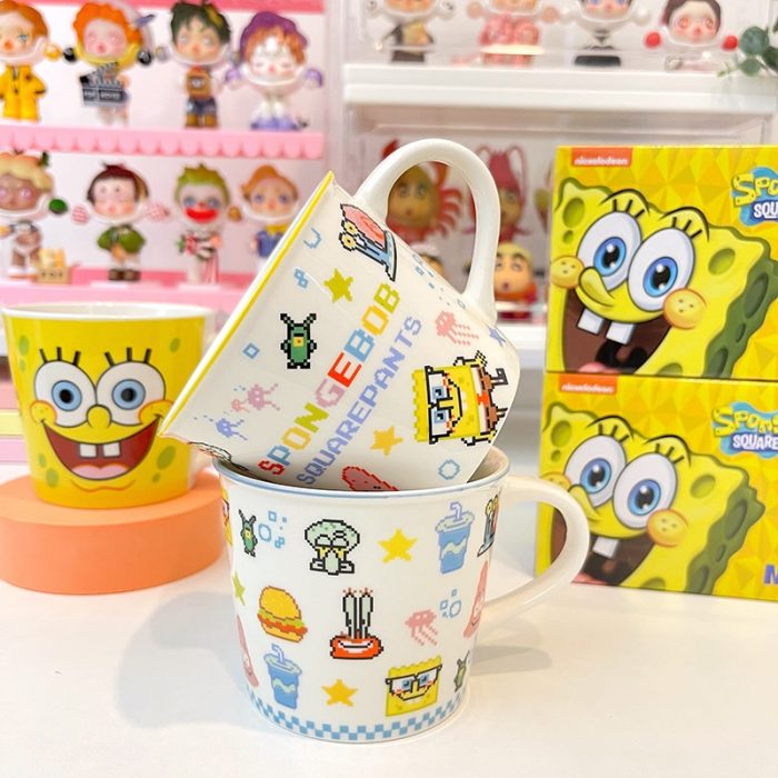 Kawaii SpongeBob SquarePants Patrick Star Ceramic Mug with Gift Box Spoon Student Cartoon Household Water Cup 1 - Spongebob Plush