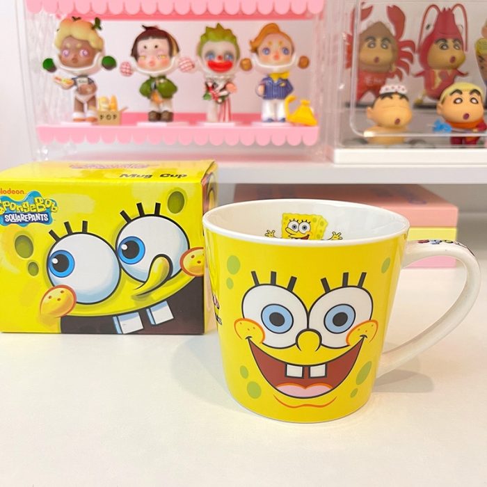 Kawaii SpongeBob SquarePants Patrick Star Ceramic Mug with Gift Box Spoon Student Cartoon Household Water Cup 4 - Spongebob Plush
