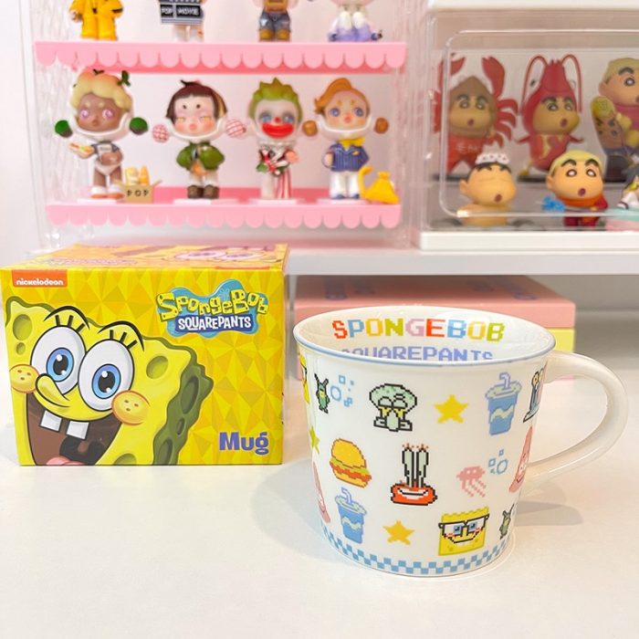 Kawaii SpongeBob SquarePants Patrick Star Ceramic Mug with Gift Box Spoon Student Cartoon Household Water Cup 5 - Spongebob Plush
