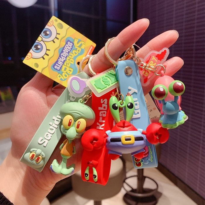 Kawaii Spongebobed Patrick Star Squidward Tentacles Krabs Boss Keychain Cartoon Cute Bag Pendant Accessories Toys for 1 - Spongebob Plush