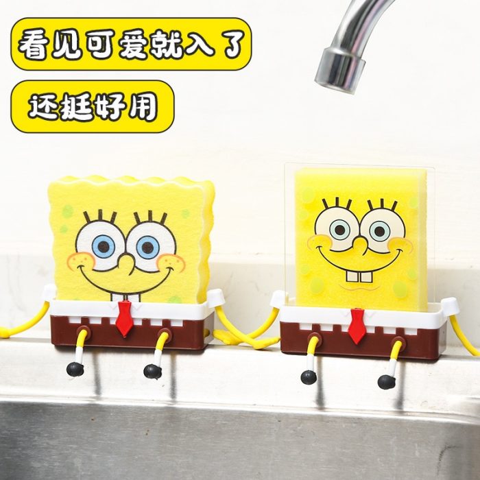 Kawaii Spongebobs Anime Series Cartoon Cute Sponge Wipe Acrylic Kitchen Drain Rack Creative Personality Girls Birthday 1 - Spongebob Plush
