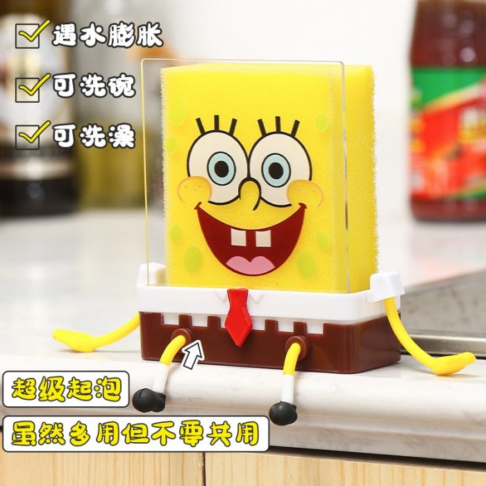 Kawaii Spongebobs Anime Series Cartoon Cute Sponge Wipe Acrylic Kitchen Drain Rack Creative Personality Girls Birthday - Spongebob Plush