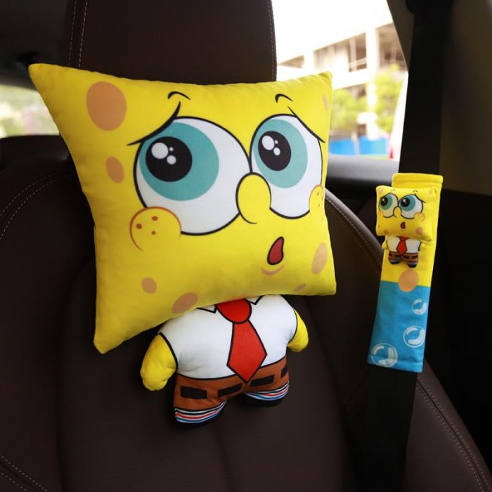 Spongebob Cartoon Cute Creative Car Headrest Neck Pillow Kawaii Anime Seat Back Car Decoration Plush Gifts 1 - Spongebob Plush