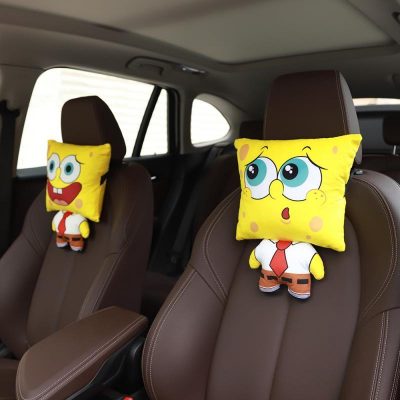 Spongebob Cartoon Cute Creative Car Headrest Neck Pillow Kawaii Anime Seat Back Car Decoration Plush Gifts 2 - Spongebob Plush