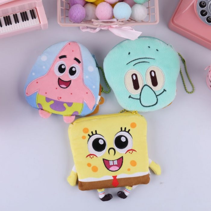 Spongebob Squarepants Patrick Star Cartoon Plush Coin Change Wallet Mini Headset Bag Lovely Key Chain Backpack 1 - Spongebob Plush