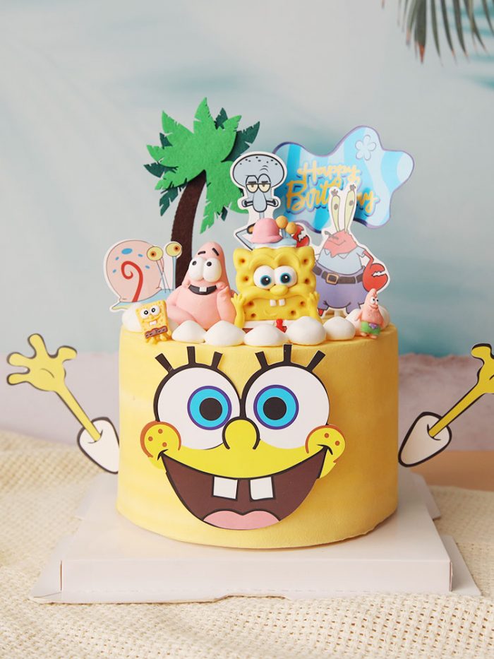 Yellow Sponge Baby Theme Cake Toppers for Birthday Party Cartoon Baby Shower First Birthday Cake Decoration 1 - Spongebob Plush