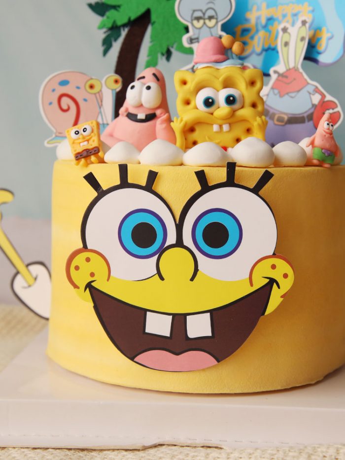 Yellow Sponge Baby Theme Cake Toppers for Birthday Party Cartoon Baby Shower First Birthday Cake Decoration 2 - Spongebob Plush