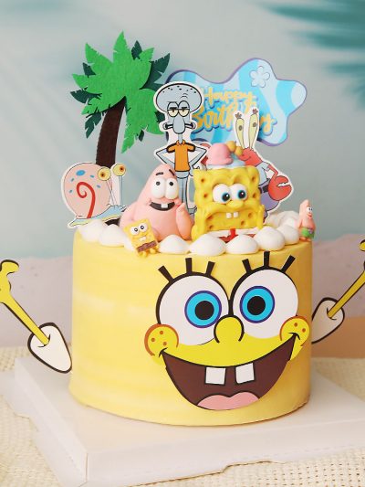 Yellow Sponge Baby Theme Cake Toppers for Birthday Party Cartoon Baby Shower First Birthday Cake Decoration 5 - Spongebob Plush